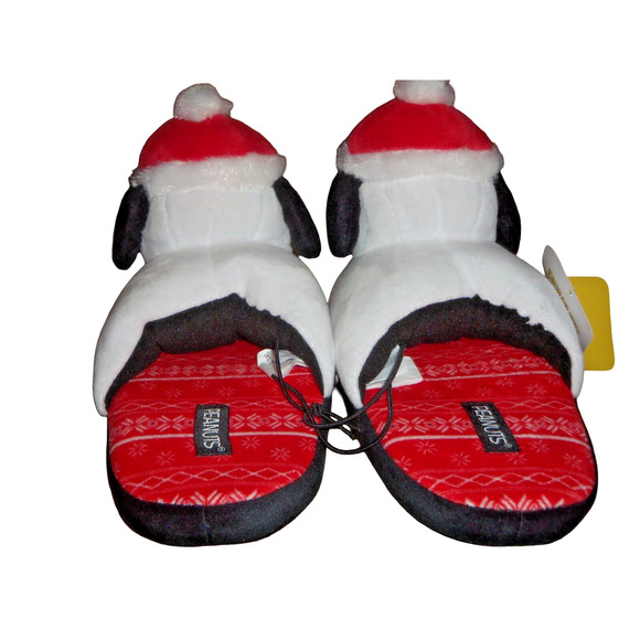 Peanuts Snoopy 3D Christmas Scuff Slippers Kids 2/3 Plush Santa Slip-Ons New - Picture 16 of 16